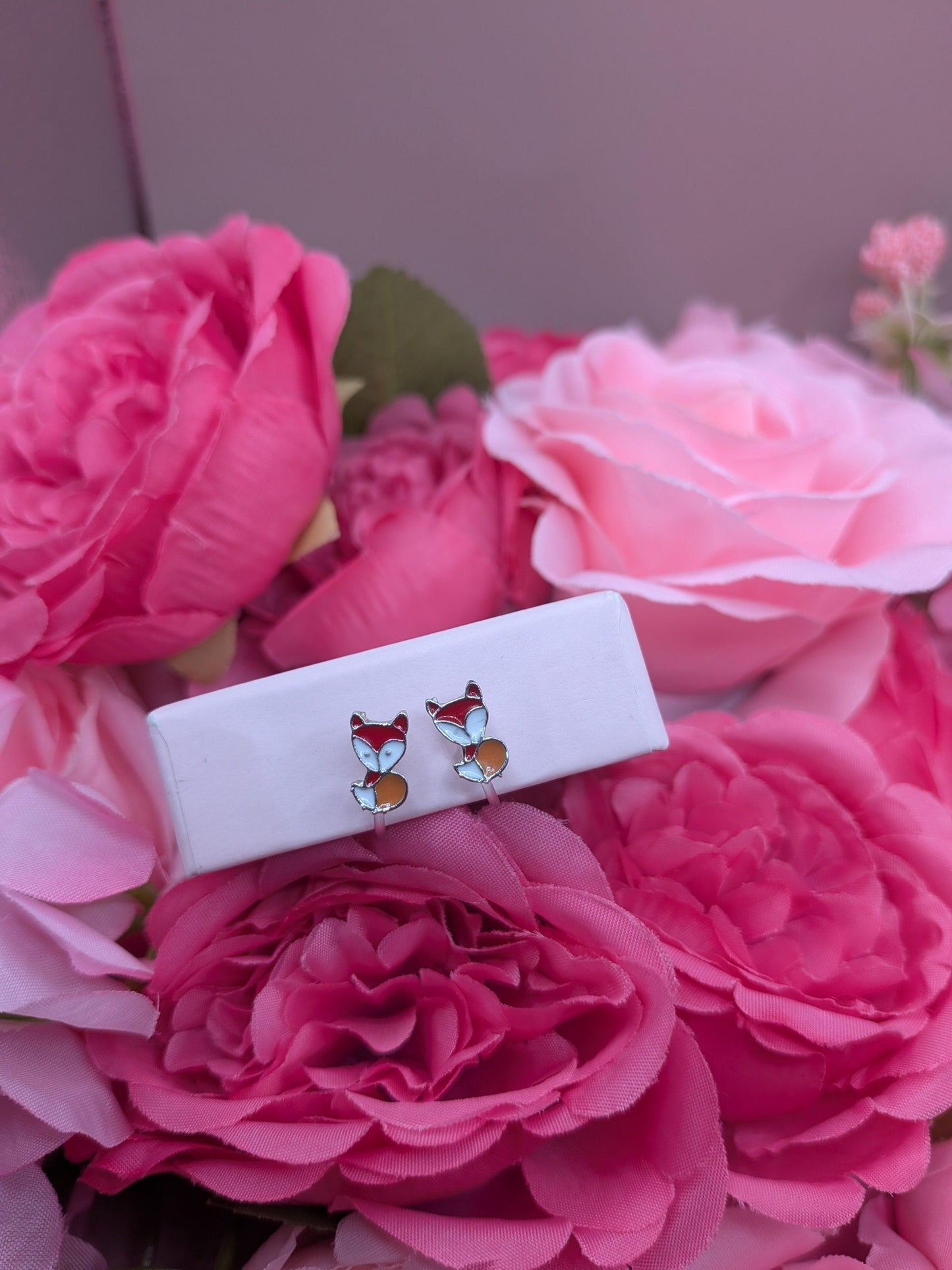 Boucles d'Oreilles "Petit Renard Rusé"– Spécial "Petites Oreilles Non Percées" – Bijoux au lait maternel artisanal Mon Bijou Lacté

