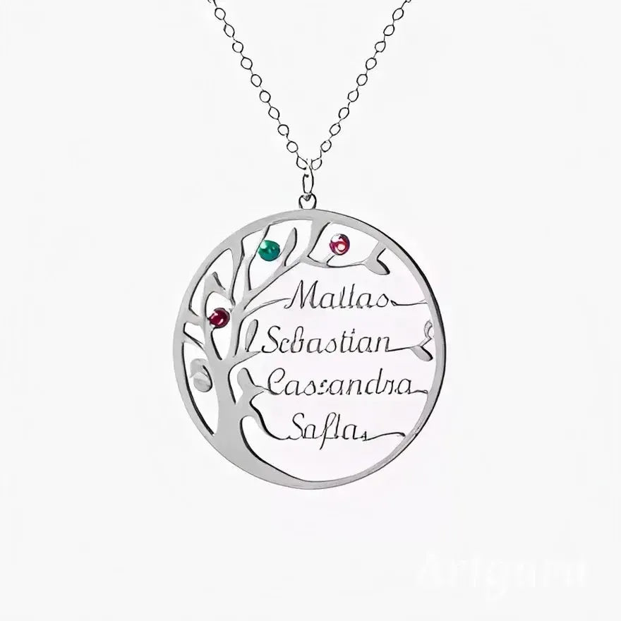 Collier Arbre de Vie pierre de naissance – Bijoux au lait maternel artisanal Mon Bijou Lacté
