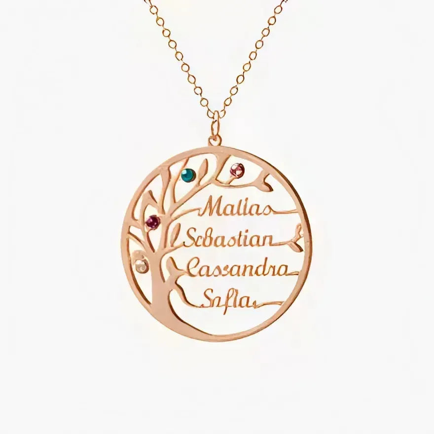 Collier Arbre de Vie pierre de naissance – Bijoux au lait maternel artisanal Mon Bijou Lacté
