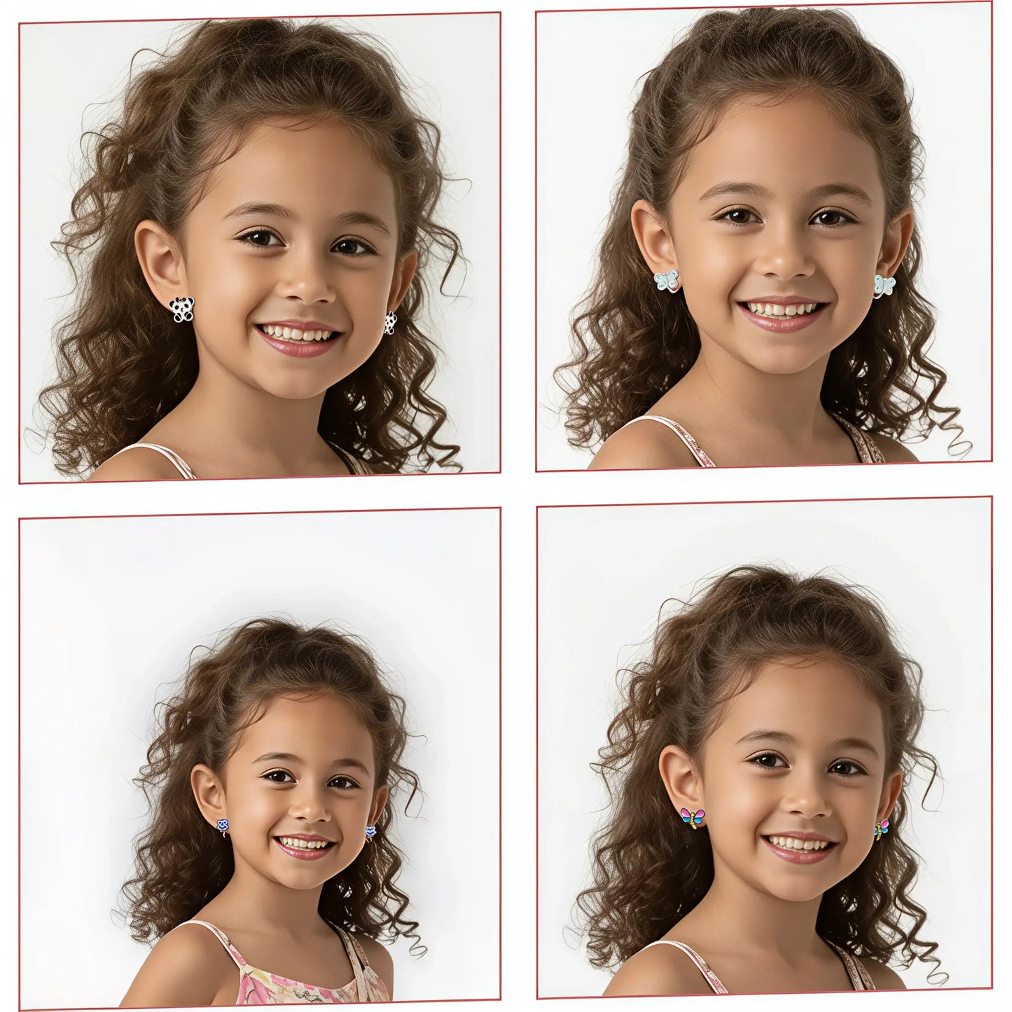 Lot de 4 Paires de Boucles d'Oreilles Animaux – Sans Perçage – Bijoux au lait maternel artisanal Mon Bijou Lacté
