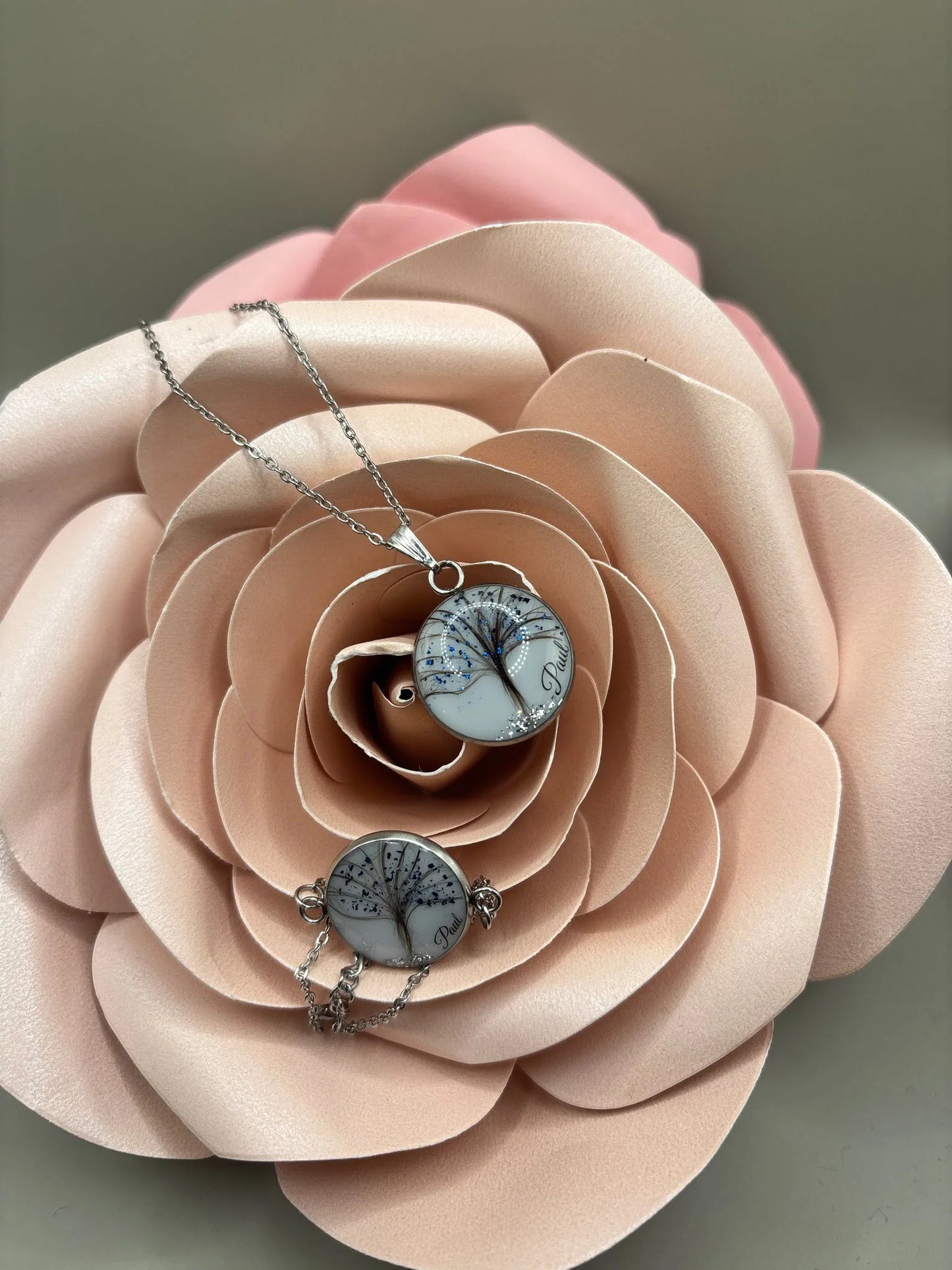 Parure lait maternel Dîna – Bijoux au lait maternel artisanal Mon Bijou Lacté
