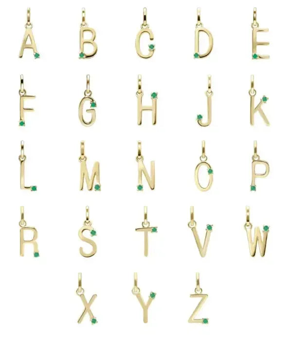 Pendentif Initiale Or 375 et pierre précieuse – Bijoux au lait maternel artisanal Mon Bijou Lacté
