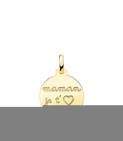 Pendentif rond "Je t’aime Maman" – Or 9 Carats (375/1000)-Mon Bijou Lacté