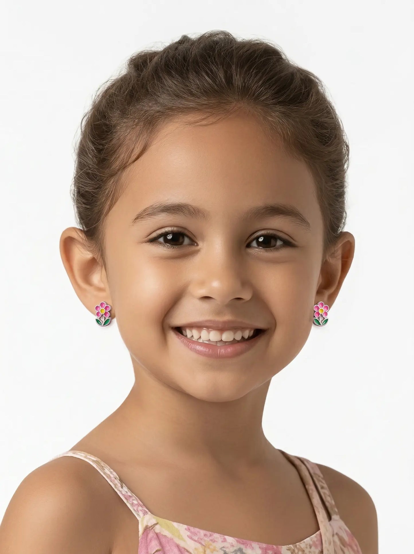 Boucles d'Oreilles Fleurs rose – Spécial "Petites Oreilles Non Percées" – Bijoux au lait maternel artisanal Mon Bijou Lacté
