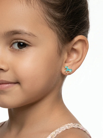 Boucles d'Oreilles Licornes Cosmos – Spécial "Petites Oreilles Non Percées"