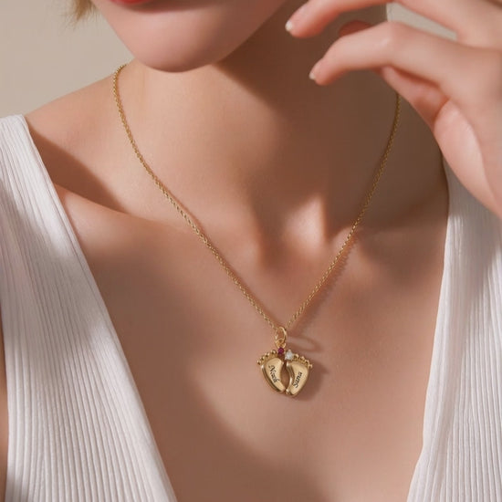 Le Collier "Petits Trésors – Pendentif Pieds de Bébé Personnalisé – Bijoux au lait maternel artisanal Mon Bijou Lacté
