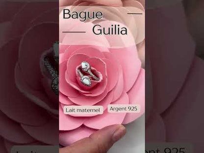 Bague Giulia avec deux diamants au lait maternel - Argent 925