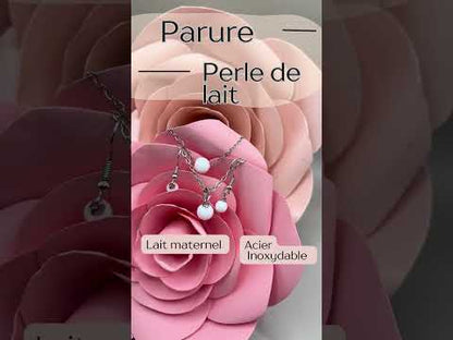 Parure perle de lait 3 pièces (collier+boucles d’oreilles+bracelet)