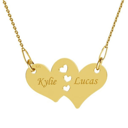 Collier Double Cœur Personnalisé – Gravure Prénoms-Mon Bijou Lacté
