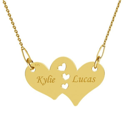 Collier Double Cœur Personnalisé – Gravure Prénoms